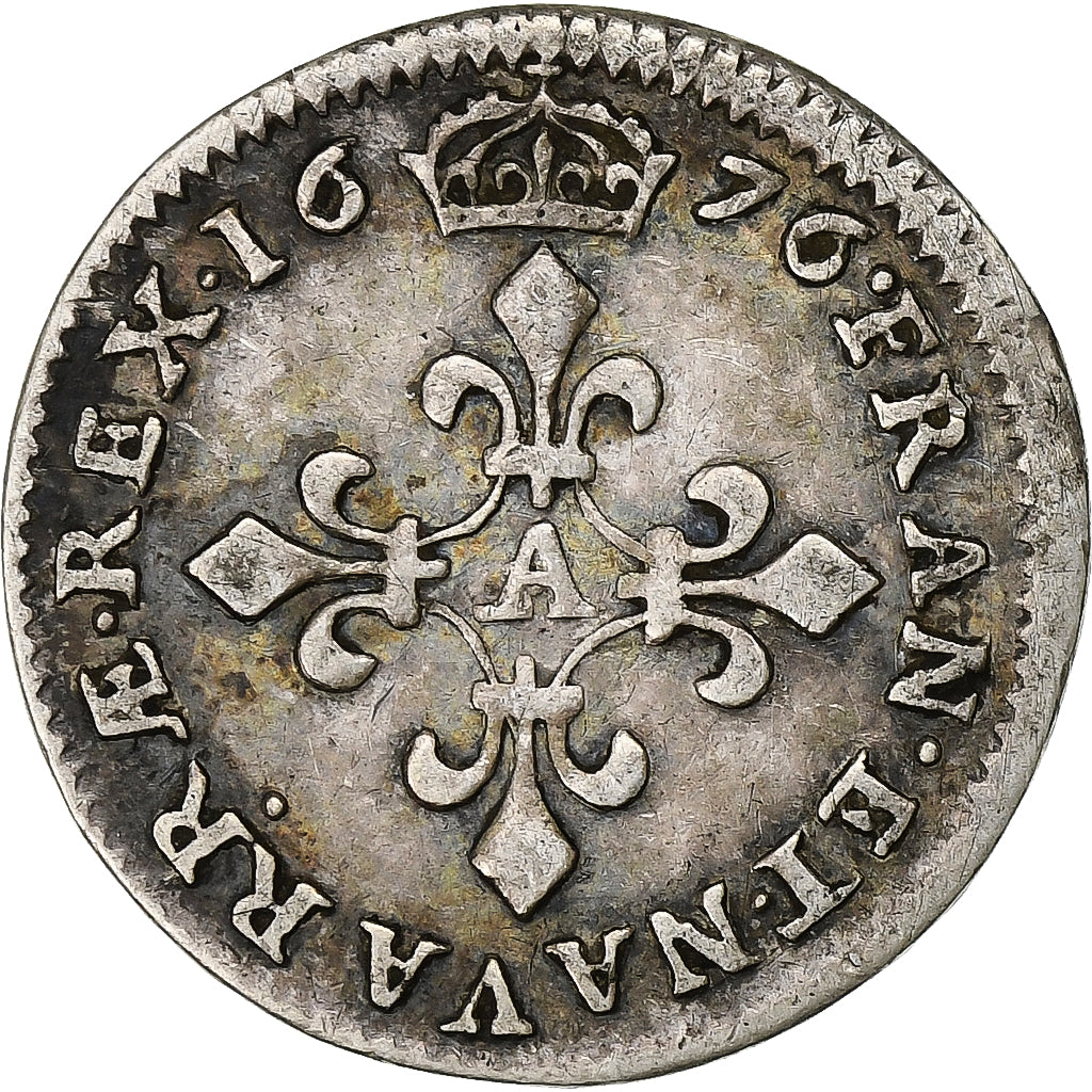 France, Louis XIV, 4 Sols des Traitants, 1676, Paris, Silver, VF(30-35)
