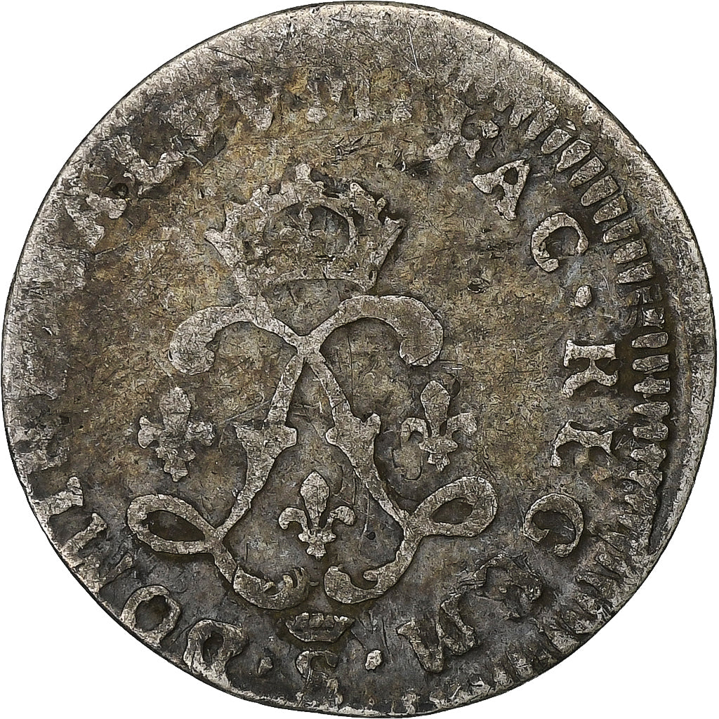 France, Louis XIV, 4 Sols aux 2 L, 1691, Troyes, Silver, VF(20-25), Gadoury:106