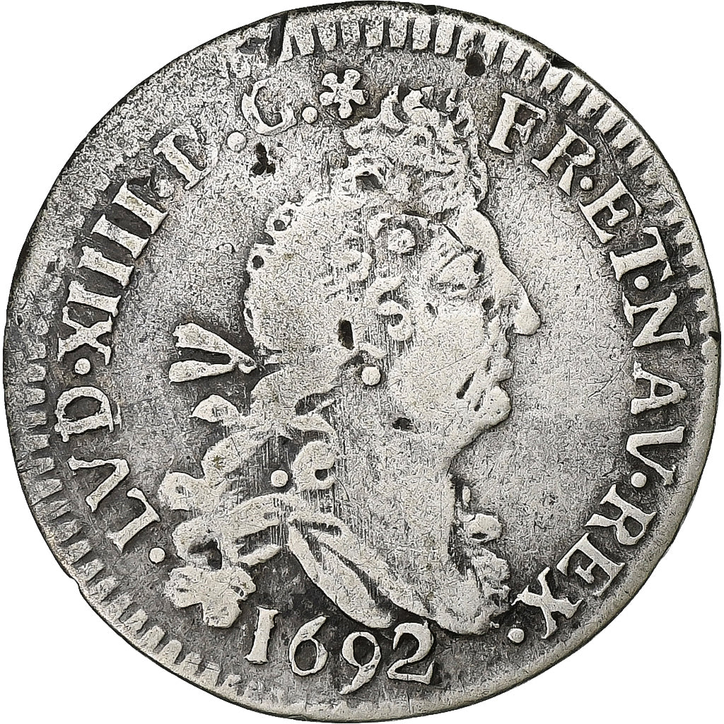 Francia, Louis XIV, 4 Sols aux 2 L, 1692, Rennes, Argento, MB+, Gadoury:106
