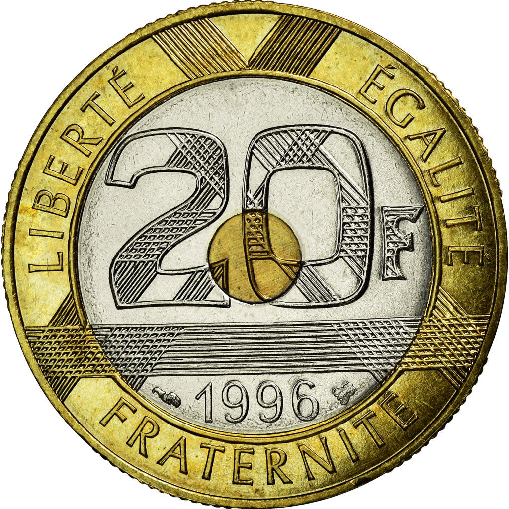 Coin, France, Mont Saint Michel, 20 Francs, 1996, MS(65-70), Tri-Metallic