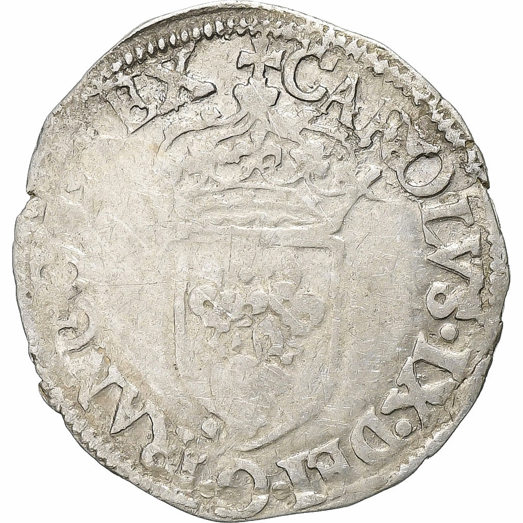 France, Charles IX, Sol Parisis, 1567, Troyes, 1st Type, Billon, VF(30-35)
