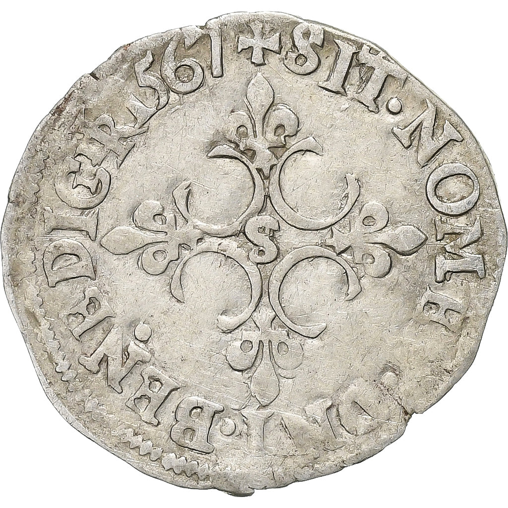 France, Charles IX, Sol Parisis, 1567, Troyes, 1st Type, Billon, VF(30-35)