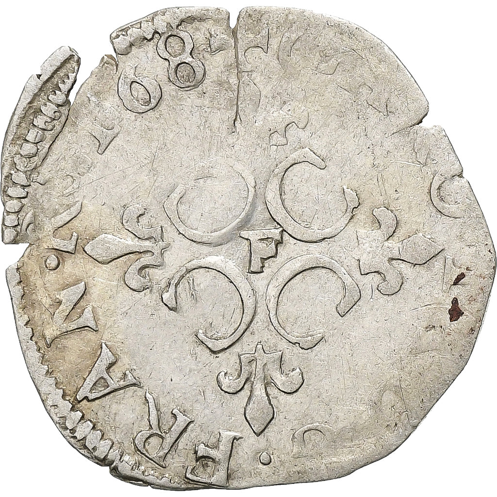 France, Charles IX, Sol Parisis, 1568, Angers, 2nd type, Billon, EF(40-45)