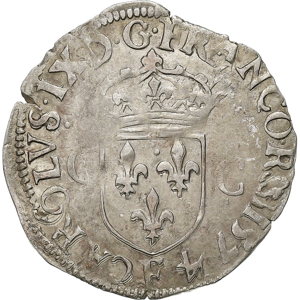 France, Charles IX, Douzain aux deux C, 1574, Angers, 1st Type, Billon