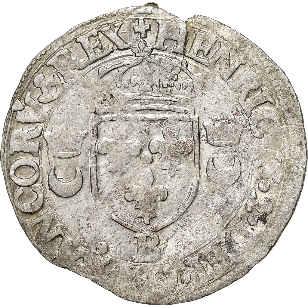 Frankrijk, Henri II, Douzain aux croissants, 1549, Rouen, Billon, FR+