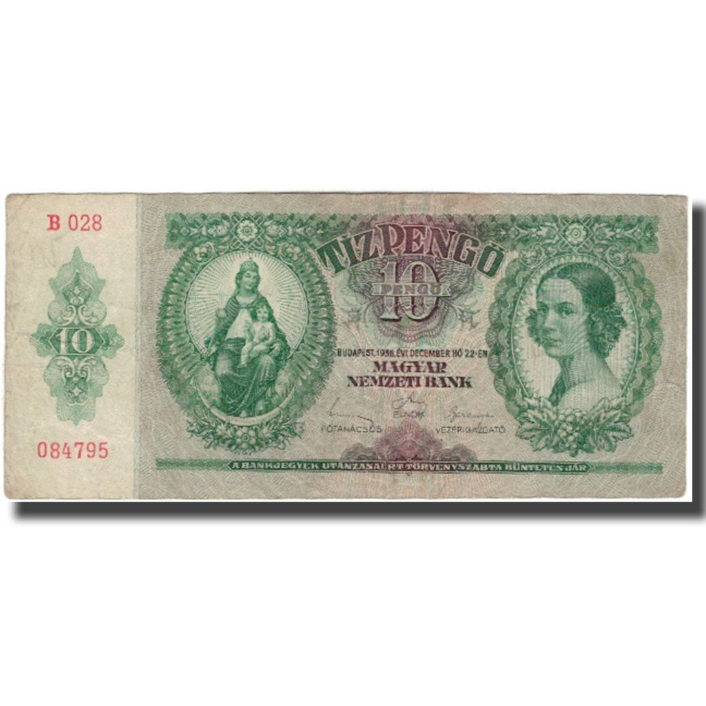 Banconote, Ungheria, 10 Pengö, 1936, KM:100, MB+
