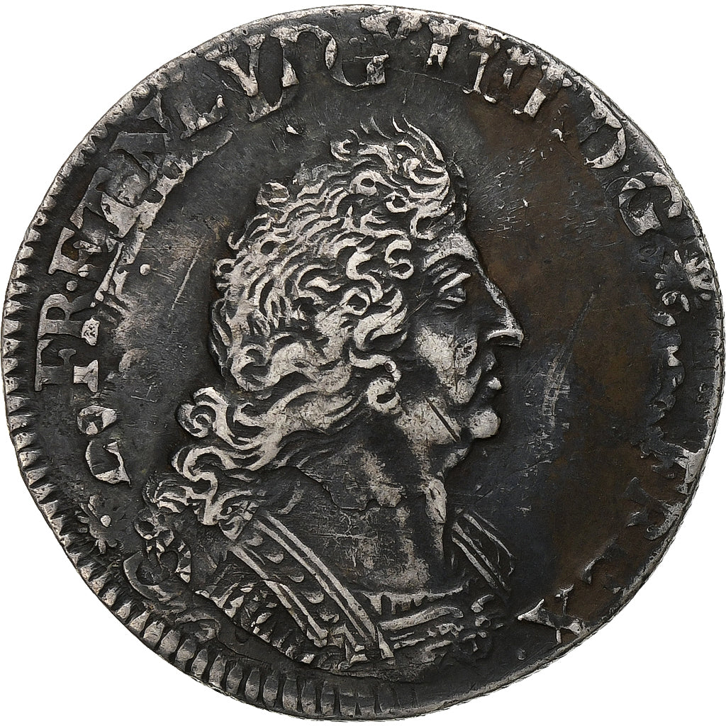 France, Louis XIV, 1/4 Ecu aux 8 L, 1704-1705, Lille, 2nd type, Silver