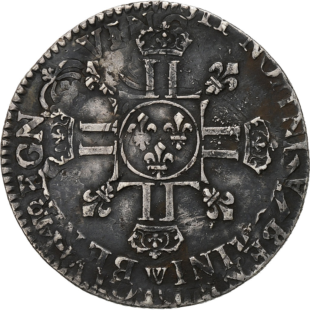 France, Louis XIV, 1/4 Ecu aux 8 L, 1704-1705, Lille, 2nd type, Silver