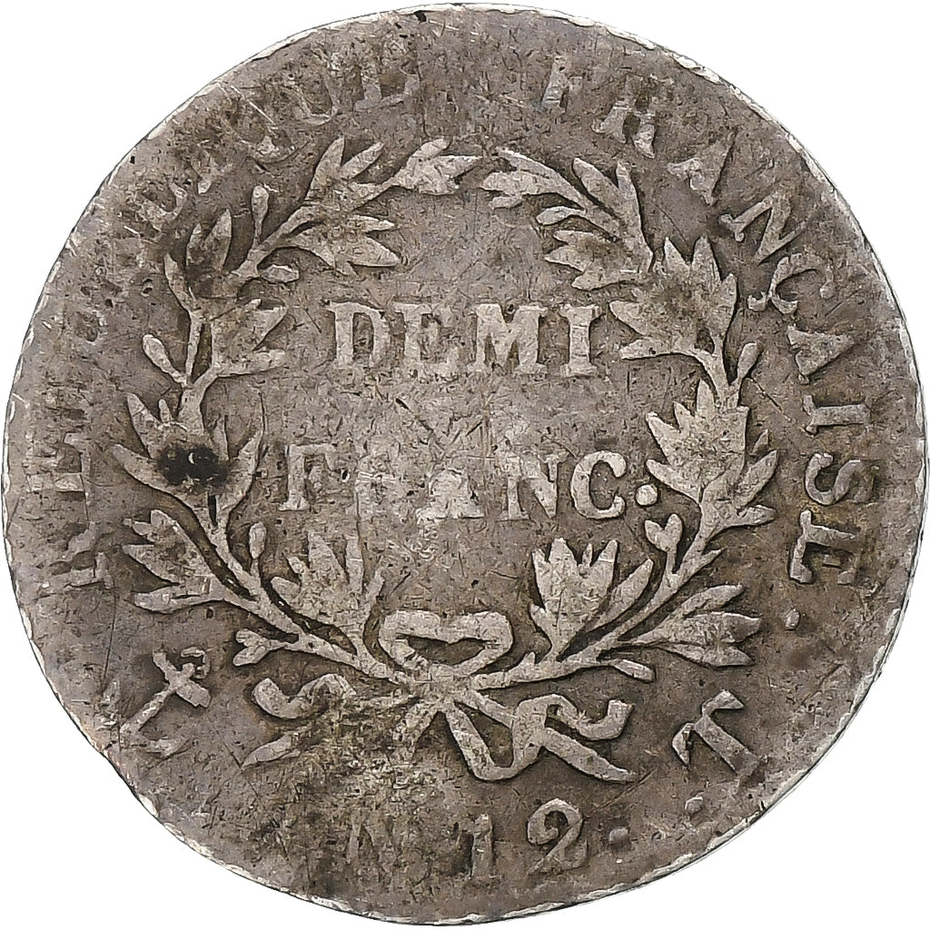 France, Bonaparte Premier Consul, 1/2 Franc, An 12, Nantes, Silver, VF(30-35)