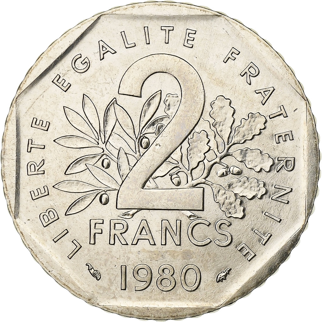 Francia, 2 Francs, Semeuse, 1980, Paris, série FDC, Nichel, FDC, Gadoury:547