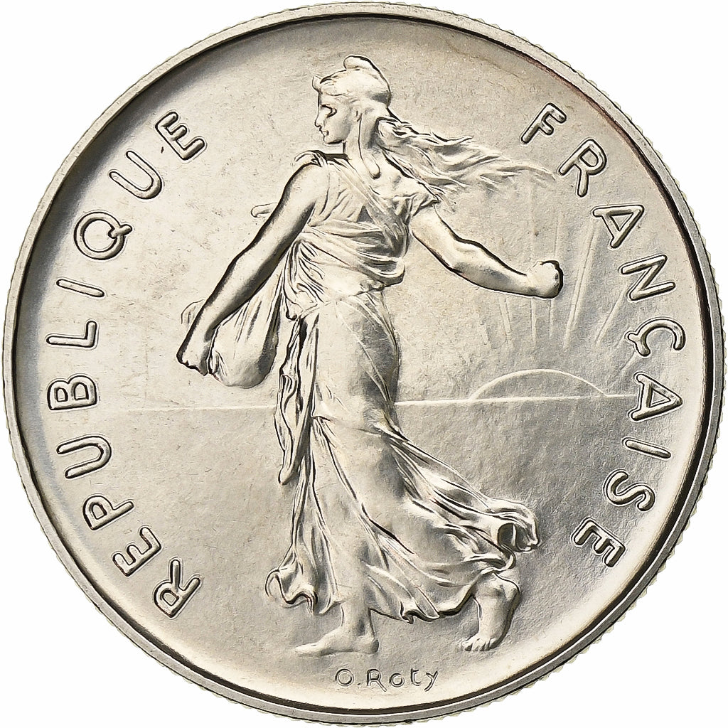 Francja, 5 Francs, Semeuse, 1980, Paris, série FDC, Miedzionikiel, MS(65-70)