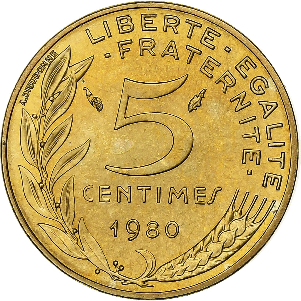 Francia, 5 Centimes, Marianne, 1980, Paris, série FDC, Alluminio-bronzo, FDC
