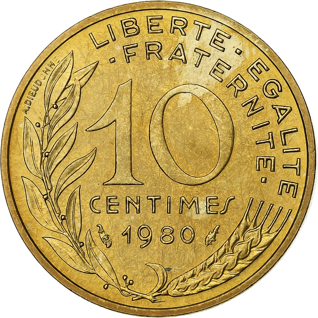 France, 10 Centimes, Marianne, 1980, Paris, série FDC, Aluminum-Bronze