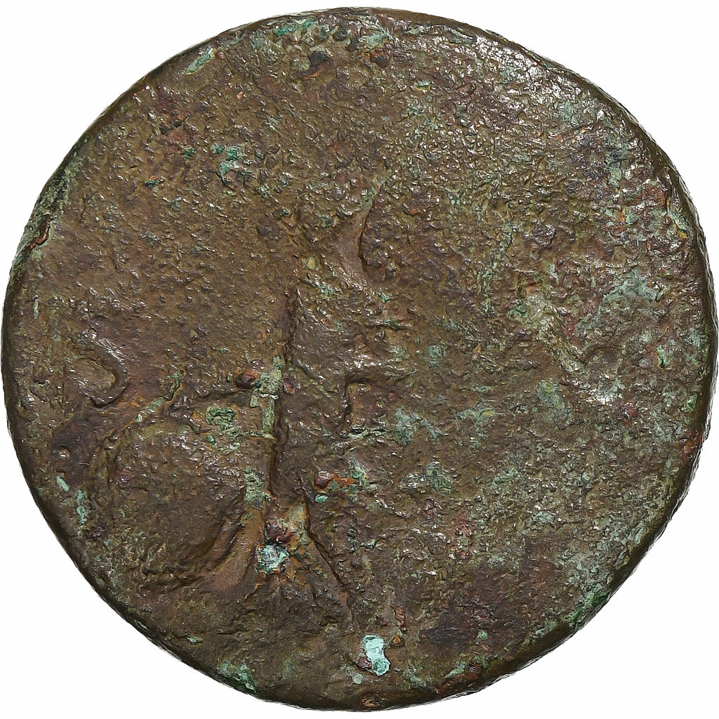 Nero, As, 62-68, Rome, Countermark, Bronze, F(12-15)