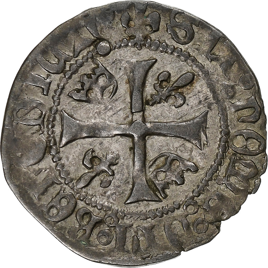 Francja, Louis XI, Liard au dauphin, 1467-1483, Saint-Lô, Bilon, AU(50-53)