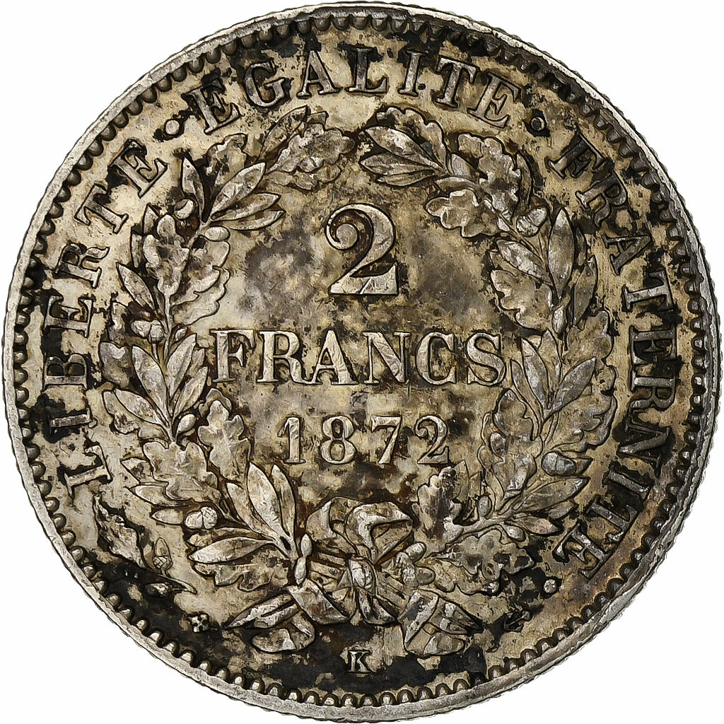 Francia, 2 Francs, Cérès, 1872, Bordeaux, Plata, MBC+, Gadoury:530a