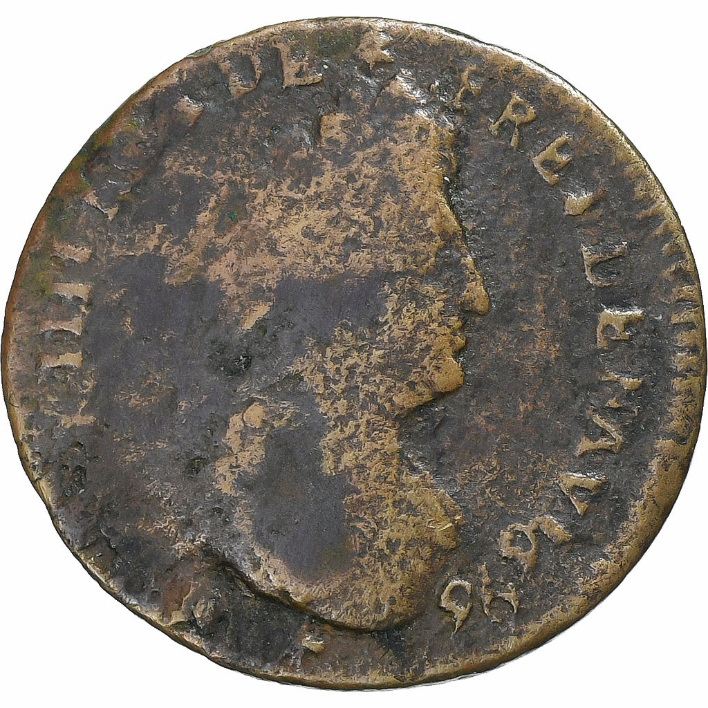 France, Louis XIV, Liard de France, 1696, Montpellier, Copper, F(12-15)