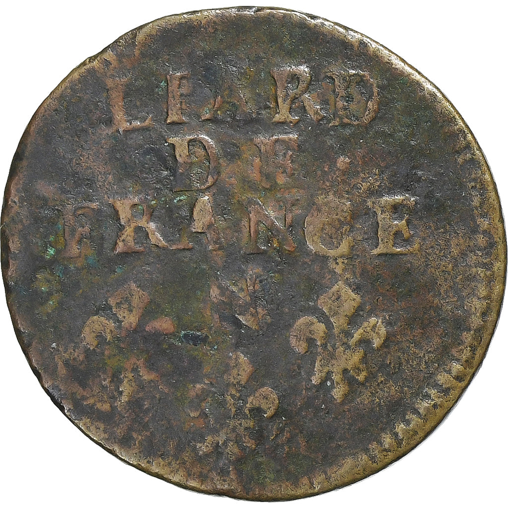 France, Louis XIV, Liard de France, 1696, Montpellier, Copper, F(12-15)