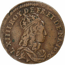 Francia, Louis XIV, Liard de France, 1656, Limoges, Cobre, MBC, Gadoury:80