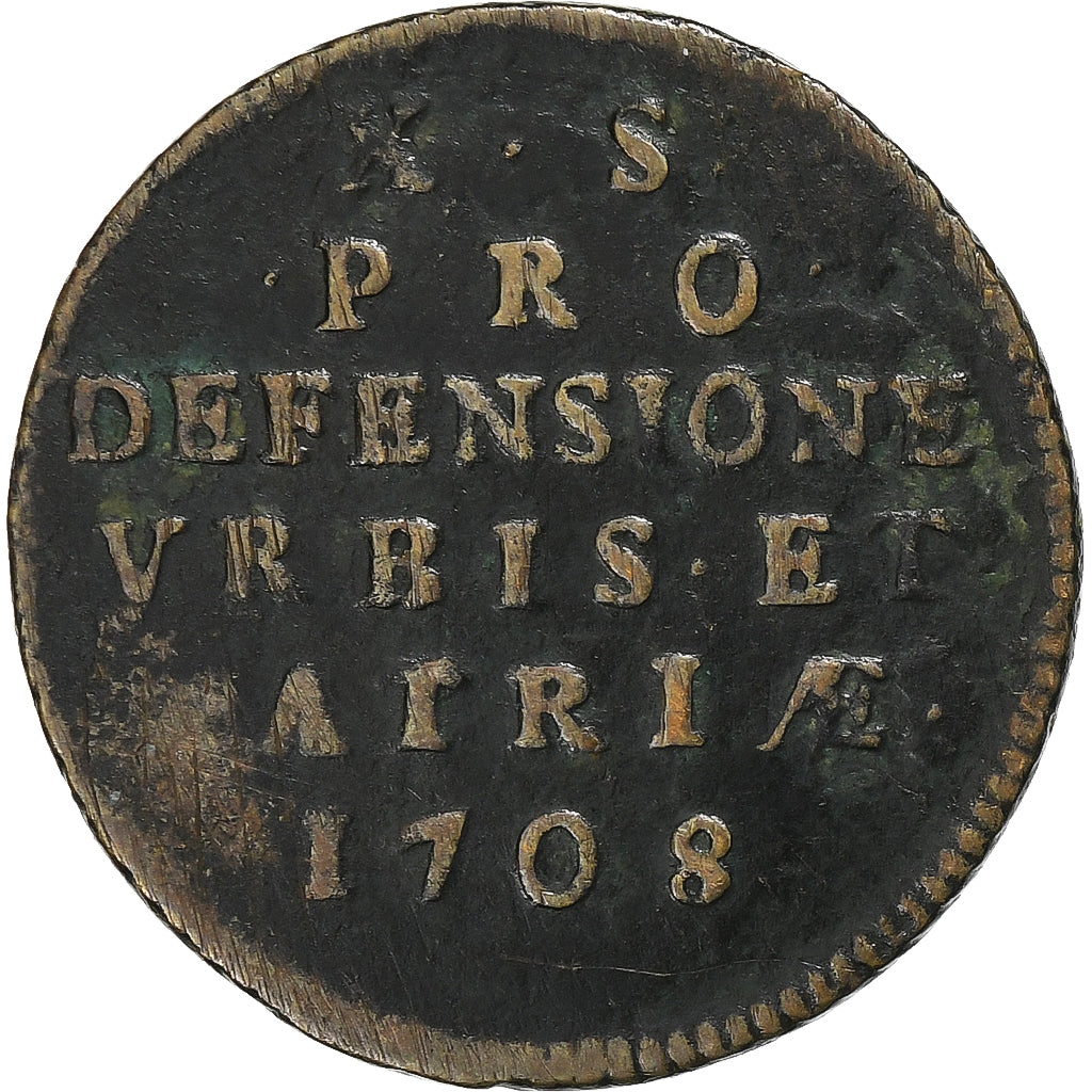 Frankreich, 10 Sols, 1708, Lille, siège de Lille, Kupfer, S+