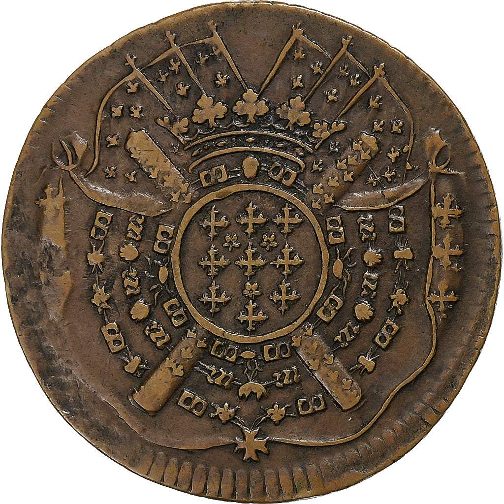 France, 20 Sols, 1708, Lille, siège de Lille, Cuivre, TTB