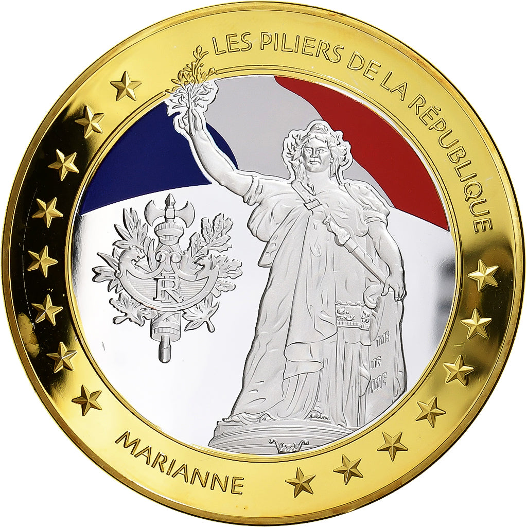 Francia, medaglia, Les piliers de la République, Marianne, n.d., Rame, FDC