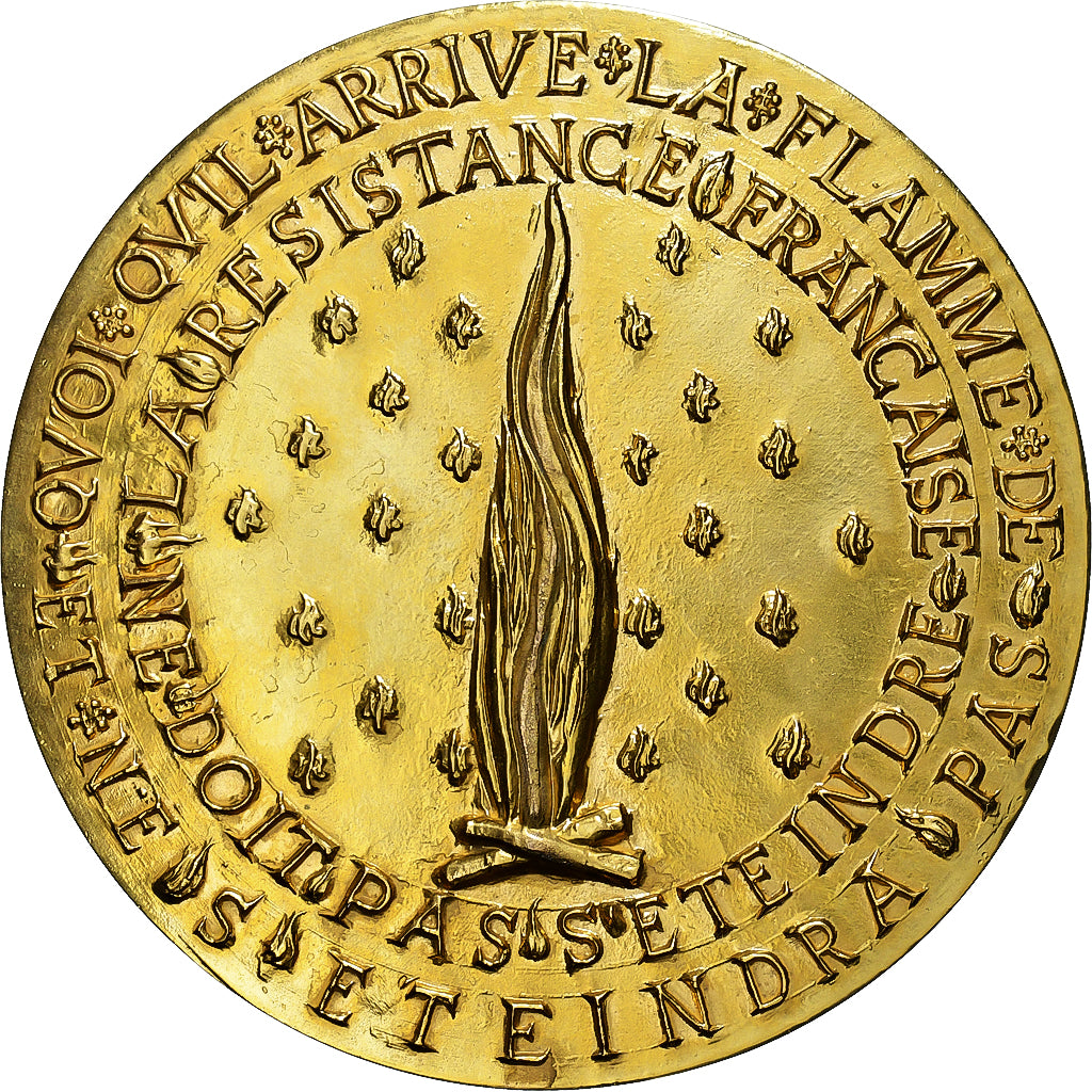 France, Medal, La Résistance, n.d., Gilt Bronze, De Jaeger, MS(60-62)