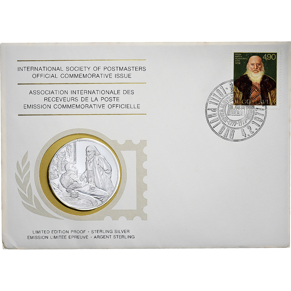 Joegoslaviëe, Medal + stamp, International Society of Postmasters, 1977