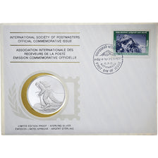 Nepal, Medal + stamp, International Society of Postmasters, 1978, Zilver, Proof