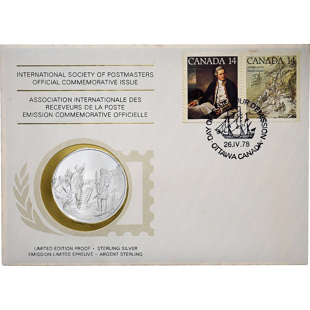 Canada, Medal + stamp, International Society of Postmasters, 1978, Zilver