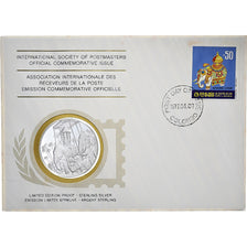 Sri Lanka, Medal + stamp, International Society of Postmasters, 1977, Prata