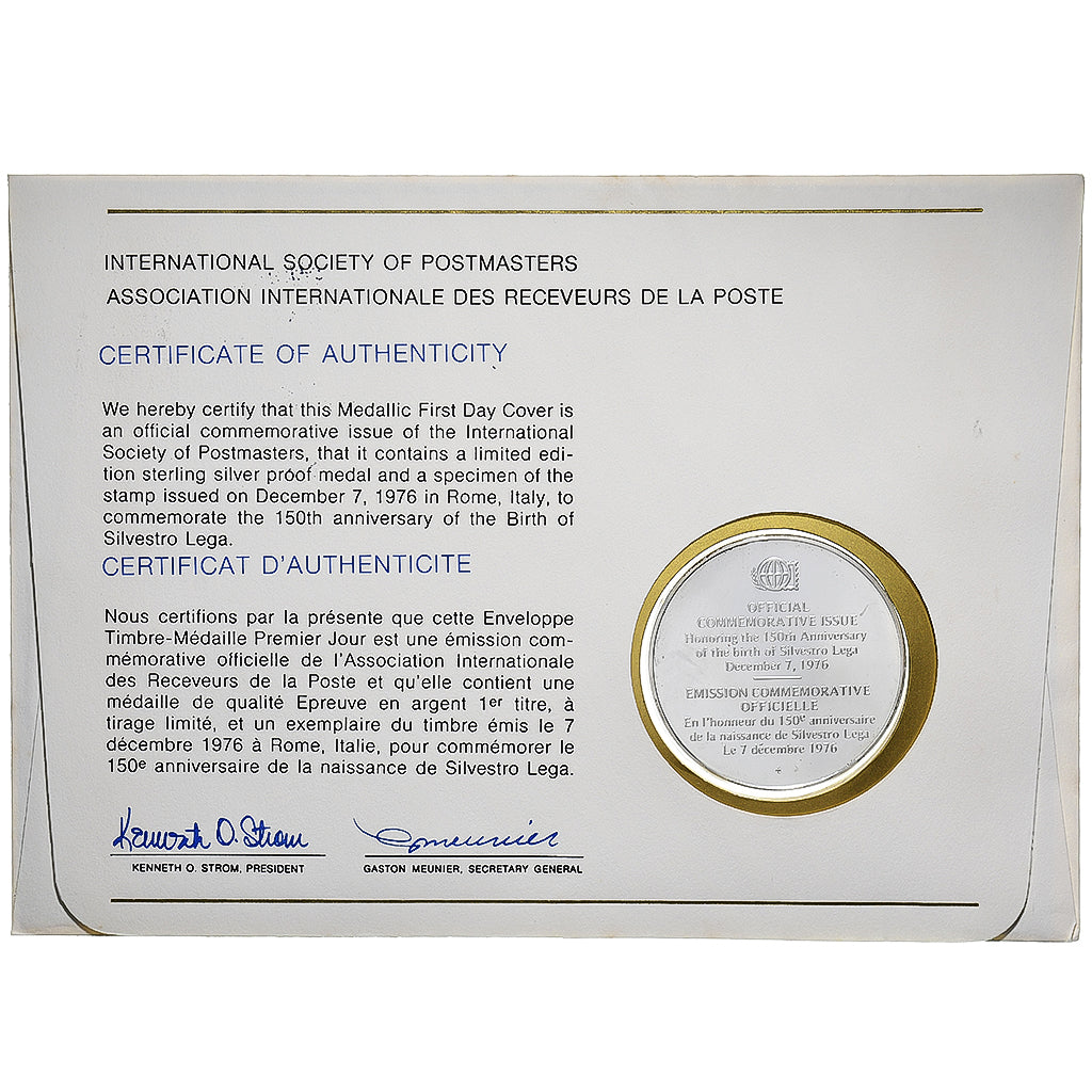 Italie, Médaille-Timbre, Asso. Int. des Receveurs de la Poste, 1976, Argent, FDC