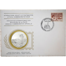 Grenlandia, Medal + stamp, International Society of Postmasters, 1977, Srebro