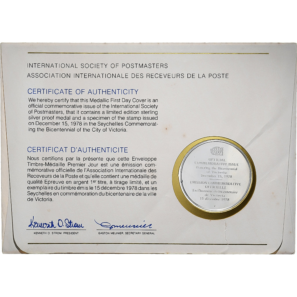 Seychelles, Médaille-Timbre, Asso. Int. des Receveurs de la Poste, 1978, Argent