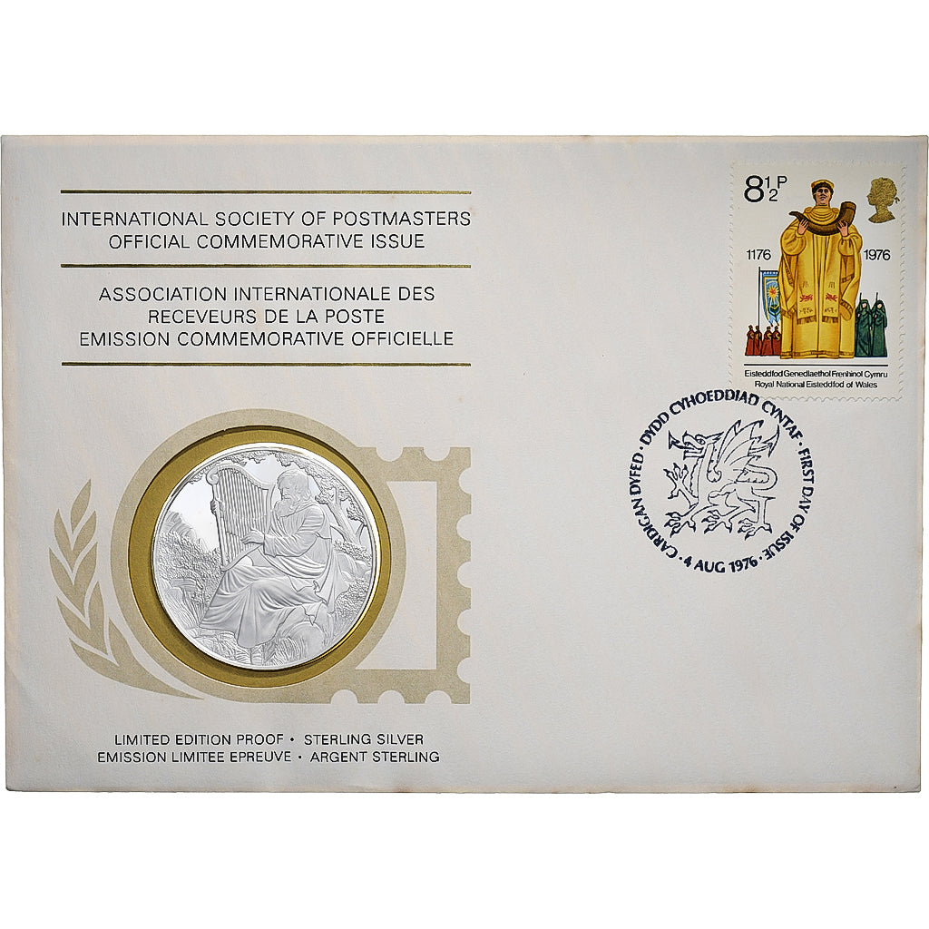 Royaume-Uni, Médaille-Timbre, Asso. Int. des Receveurs de la Poste, 1976, Argent