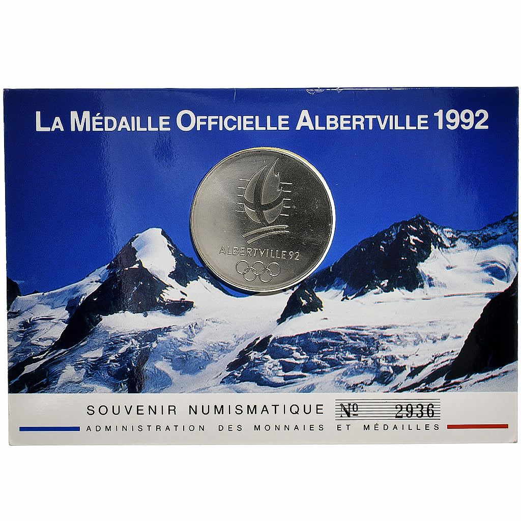Francia, medaglia, Jeux Olympiques d'Albertville, 1992, Rame-nichel, FDC