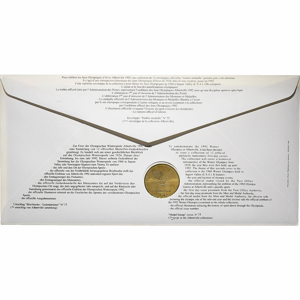 France, Medal + stamp, XVIème JO d'Albertville, Squaw Valley, 1991