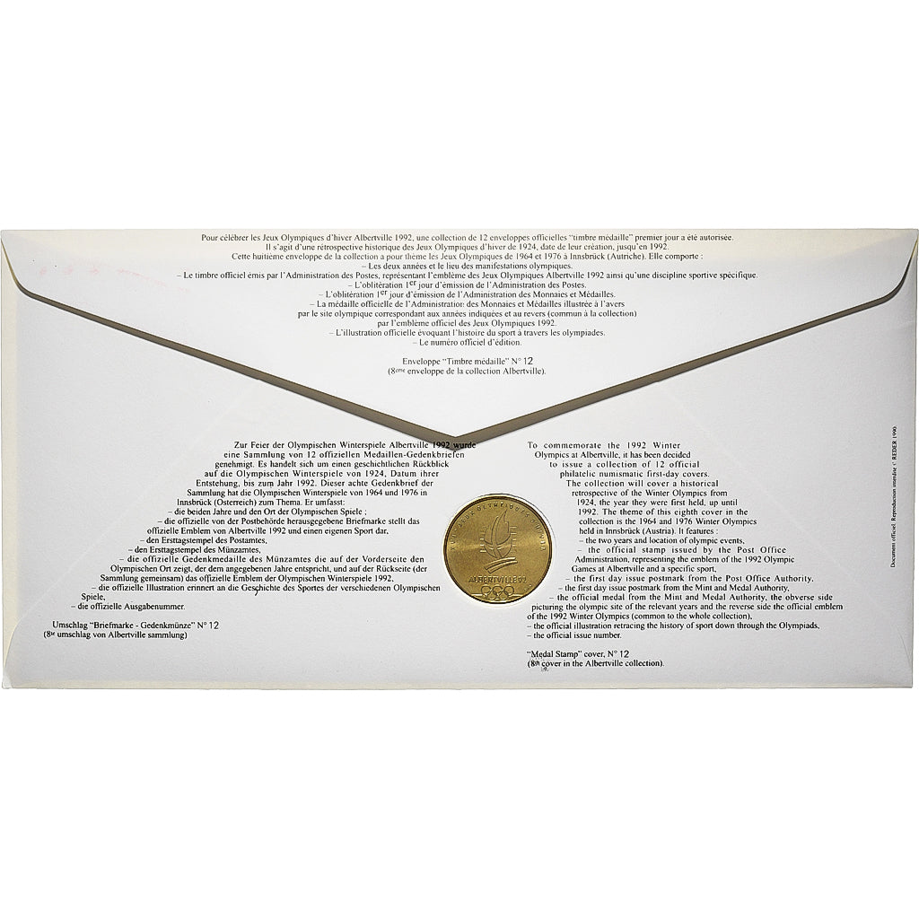 France, Medal + stamp, XVIème JO d'Albertville, Innsbrück, 1991