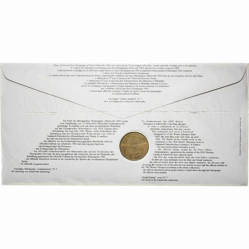 Francia, Medal + stamp, XVIème JO d'Albertville, Garmisch Partenkirchen, 1991