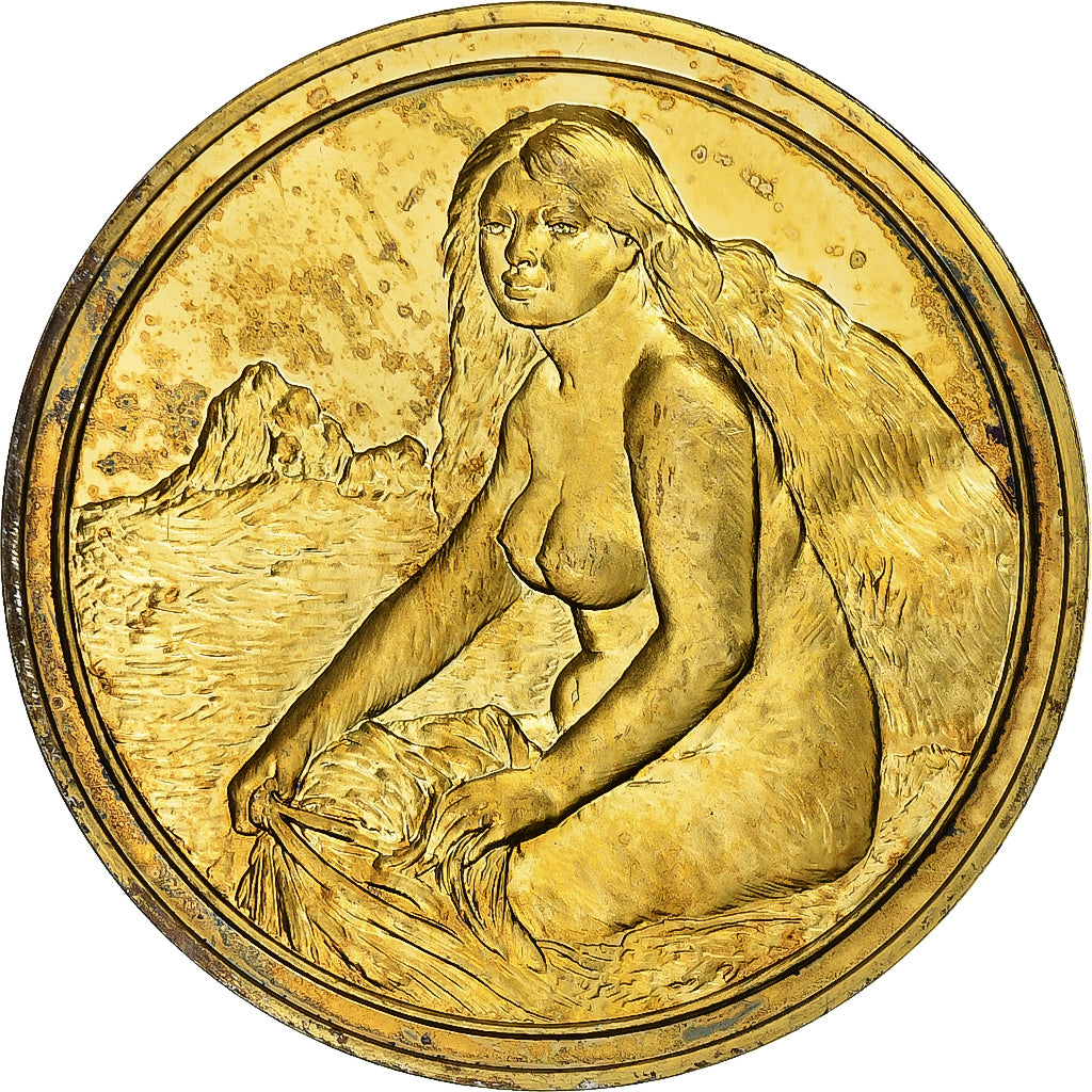 França, medalha, Baigneuse Blonde, Auguste Renoir, Vermeil, AU(55-58)