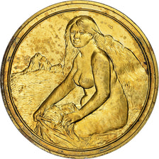 França, medalha, Baigneuse Blonde, Auguste Renoir, Vermeil, AU(55-58)