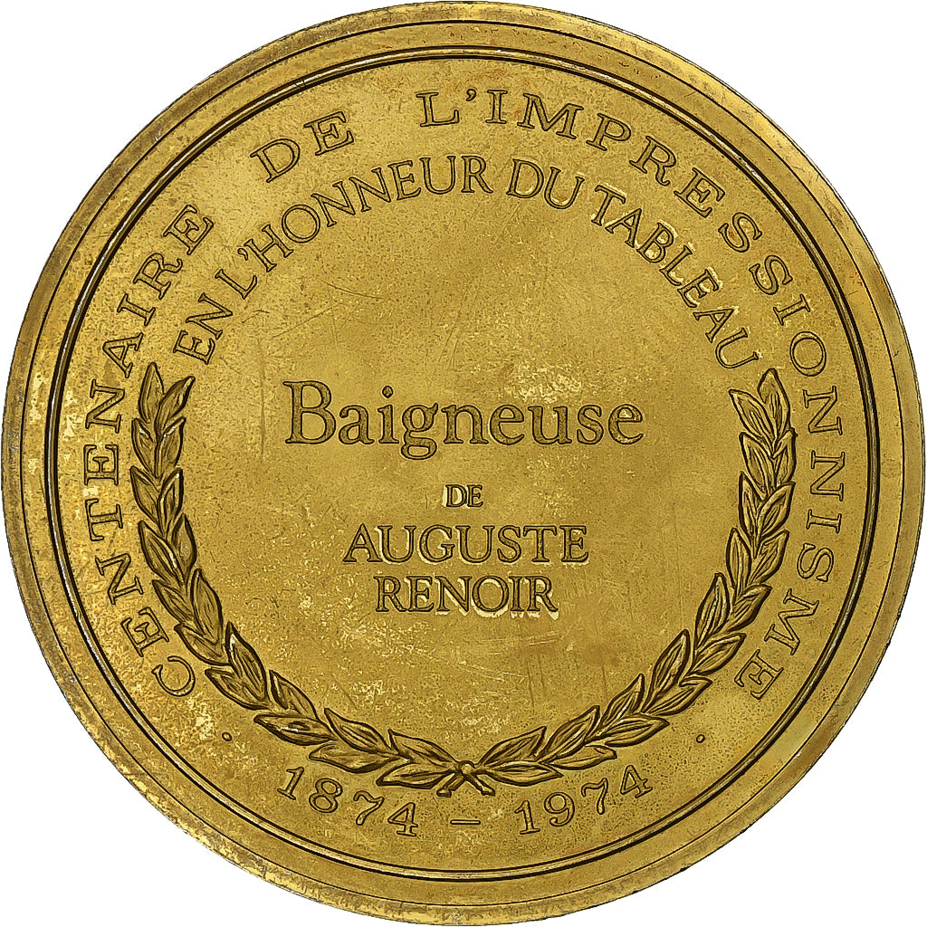 França, medalha, Baigneuse Blonde, Auguste Renoir, Vermeil, AU(55-58)
