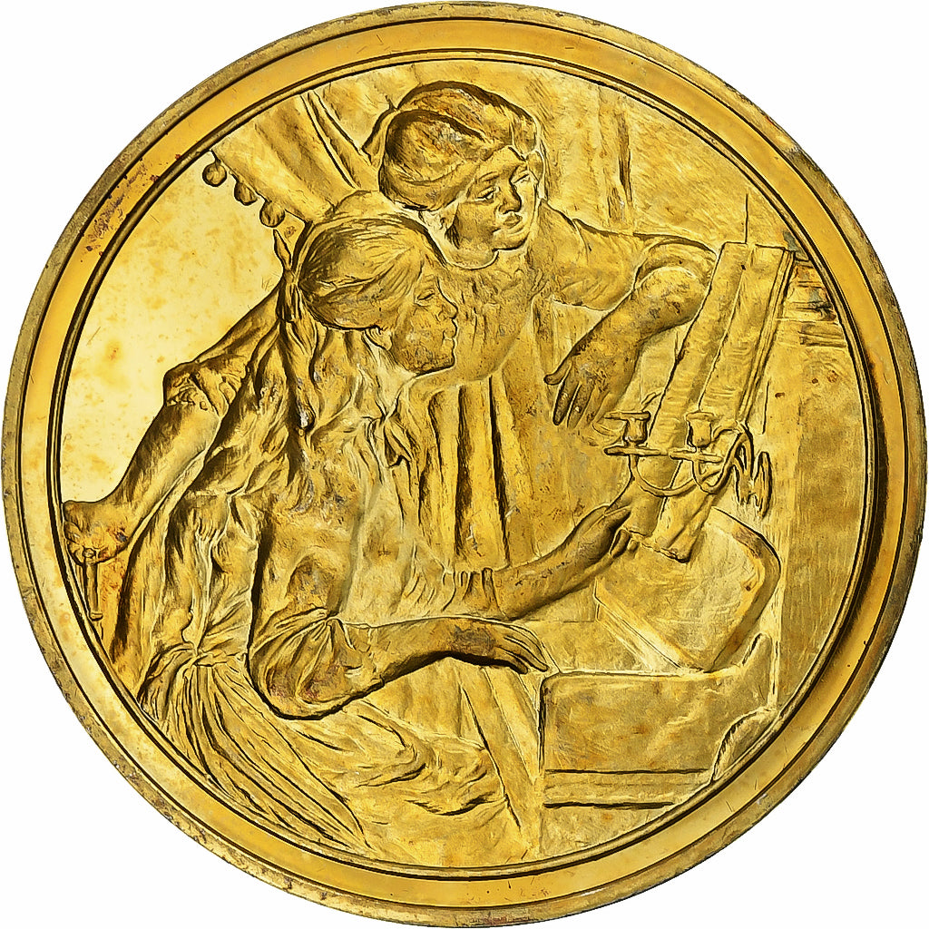 France, Medal, Jeunes Filles au piano, Auguste Renoir, Vermeil, AU(55-58)