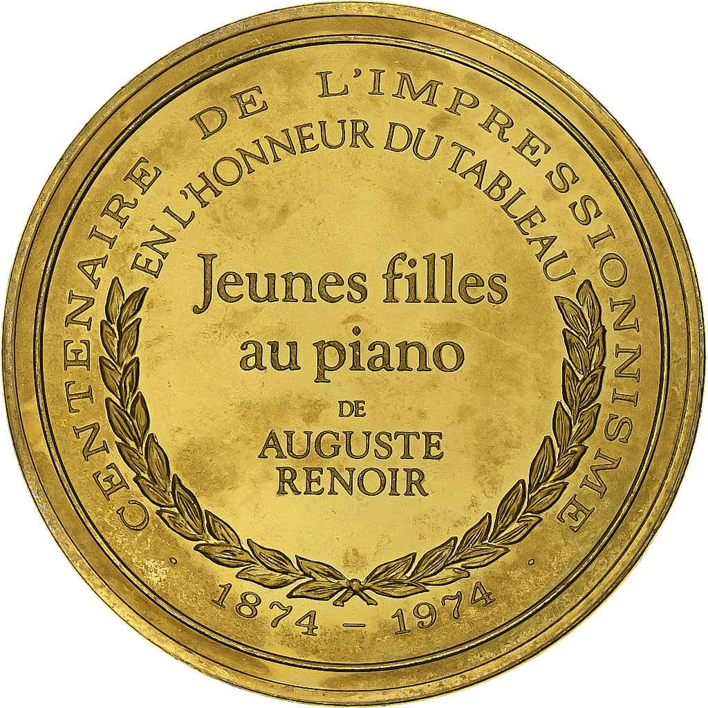 France, Medal, Jeunes Filles au piano, Auguste Renoir, Vermeil, AU(55-58)