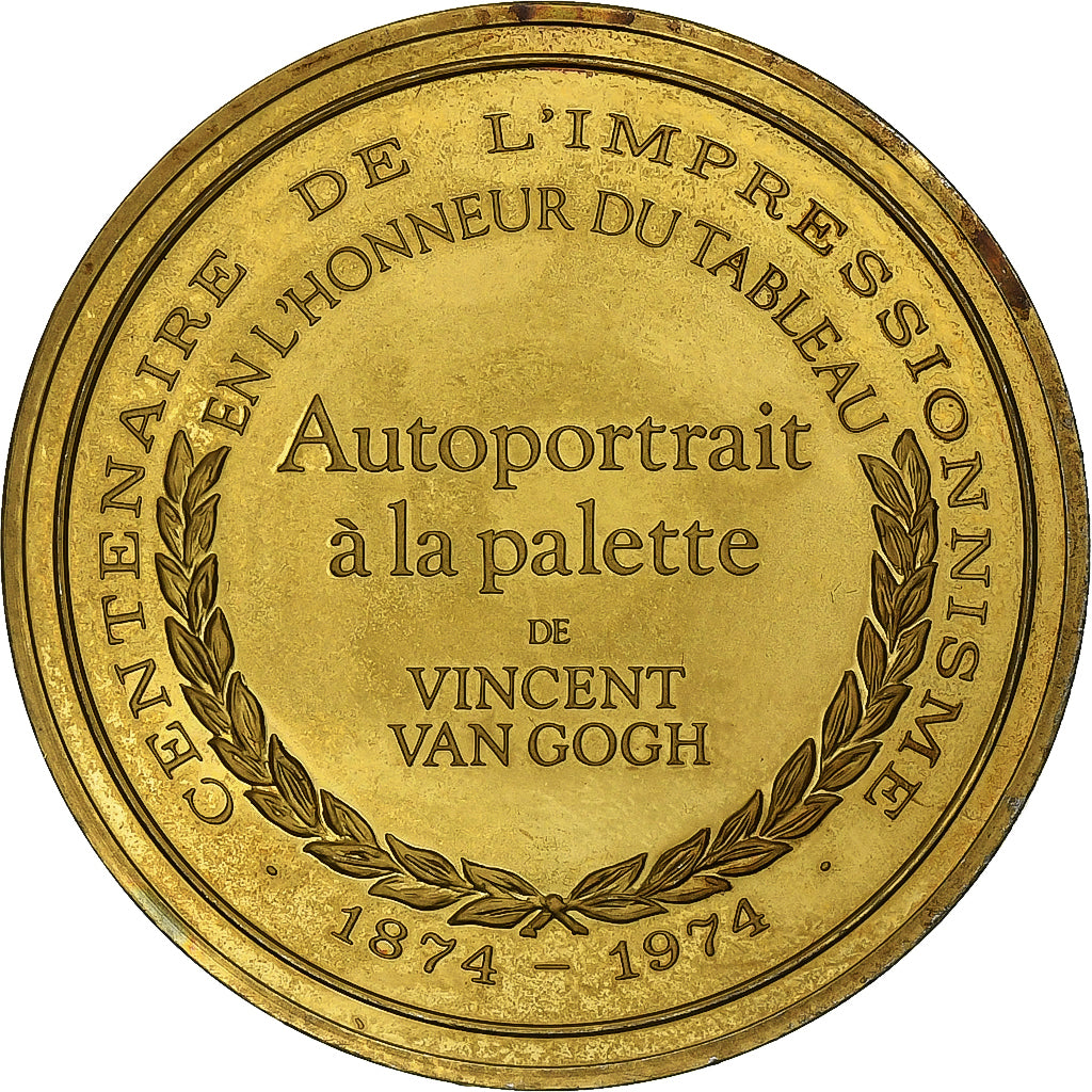 França, medalha, Autoportrait à la palette, Vincent Van Gogh, Vermeil