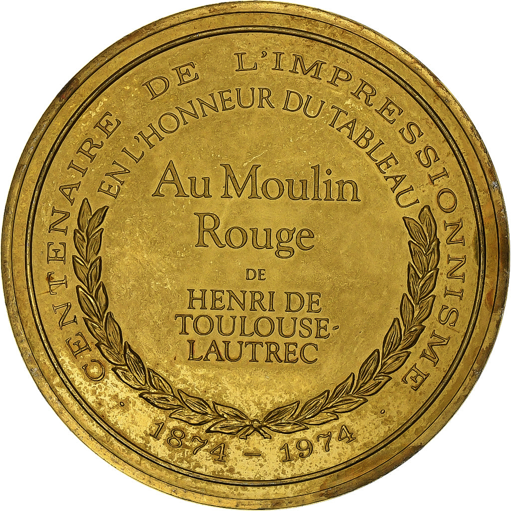 France, Medal, Au Moulin Rouge, Henri de Toulouse-Lautrec, Vermeil, AU(55-58)