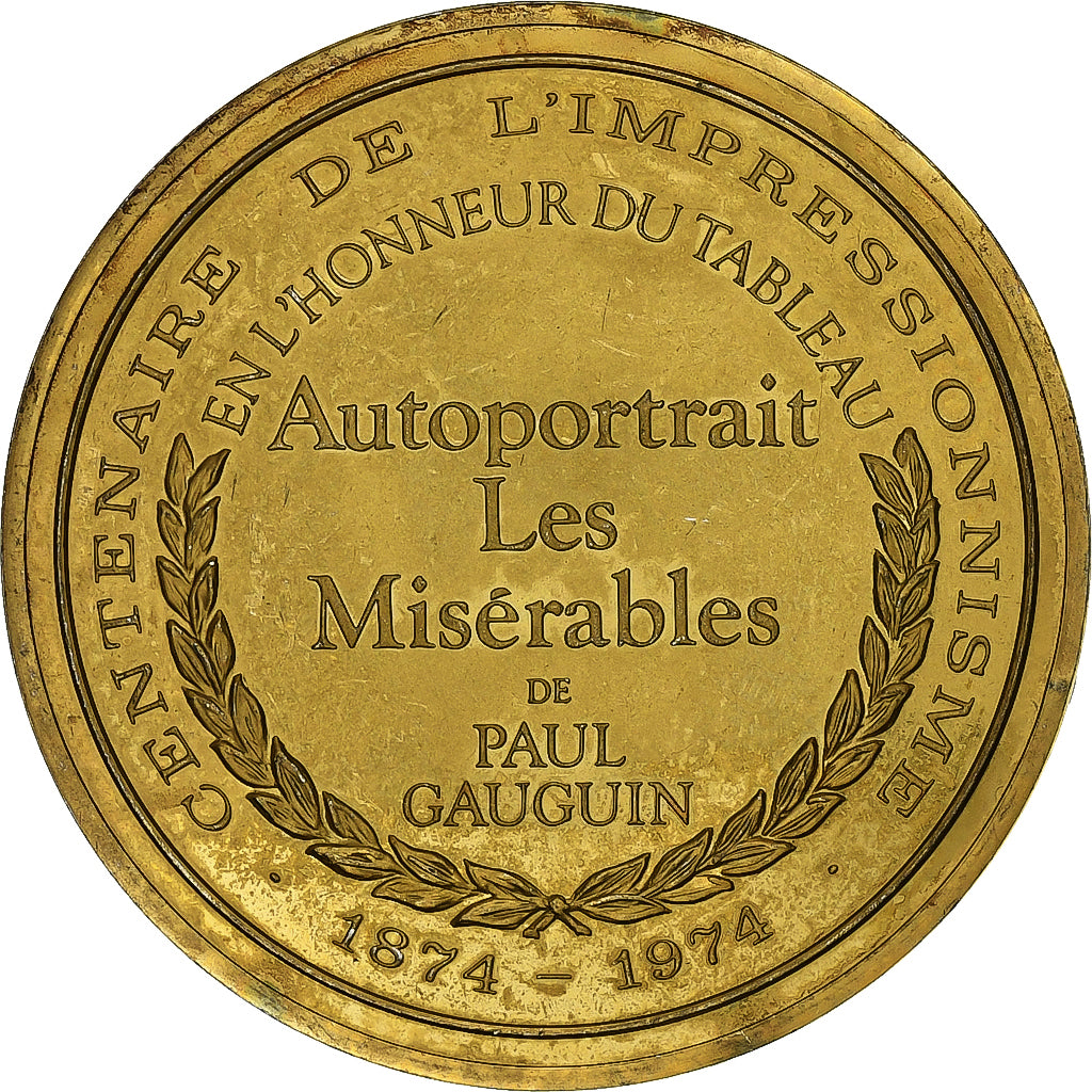 France, Medal, Autoportrait - Les Misérables, Paul Gauguin, Vermeil, AU(55-58)