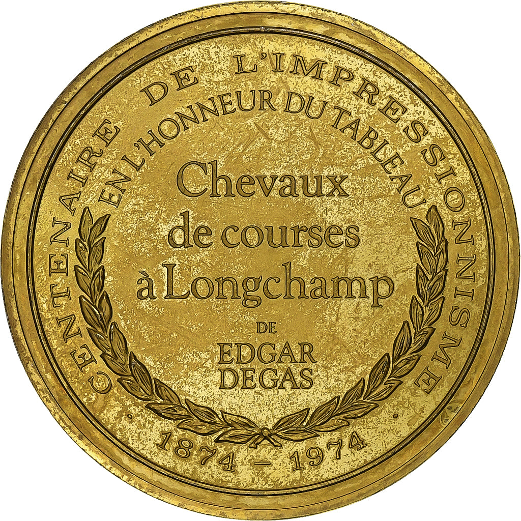 France, Medal, Chevaux de course à Longchamp, Edgar Degas, Vermeil, AU(55-58)