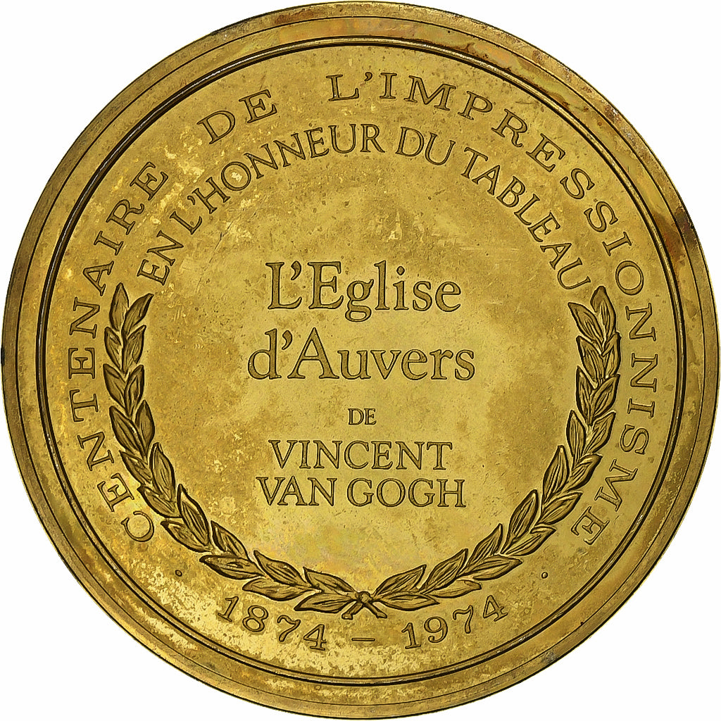 France, Medal, L'Église d'Auvers-sur-Oise, Vincent Van Gogh, Vermeil, AU(55-58)