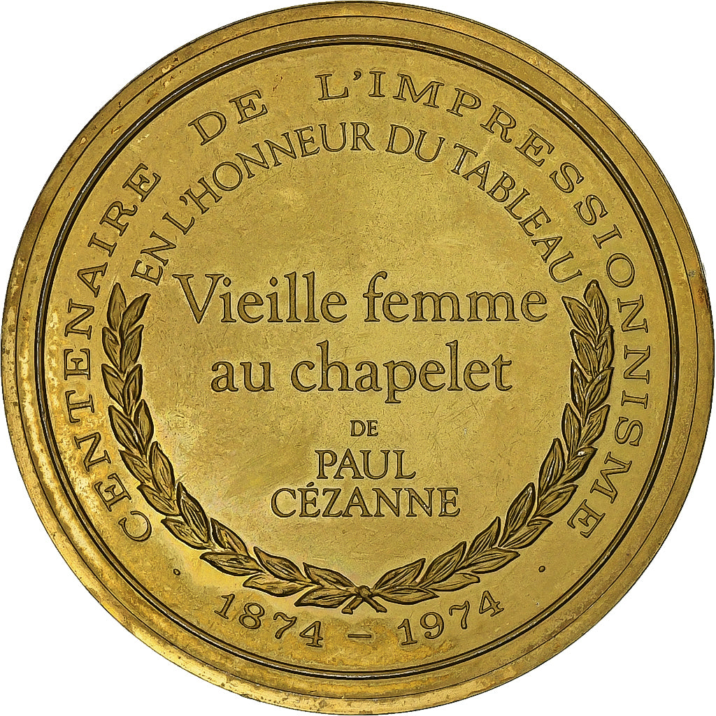 France, Medal, La vieille au chapelet, Paul Cézanne, Vermeil, AU(55-58)